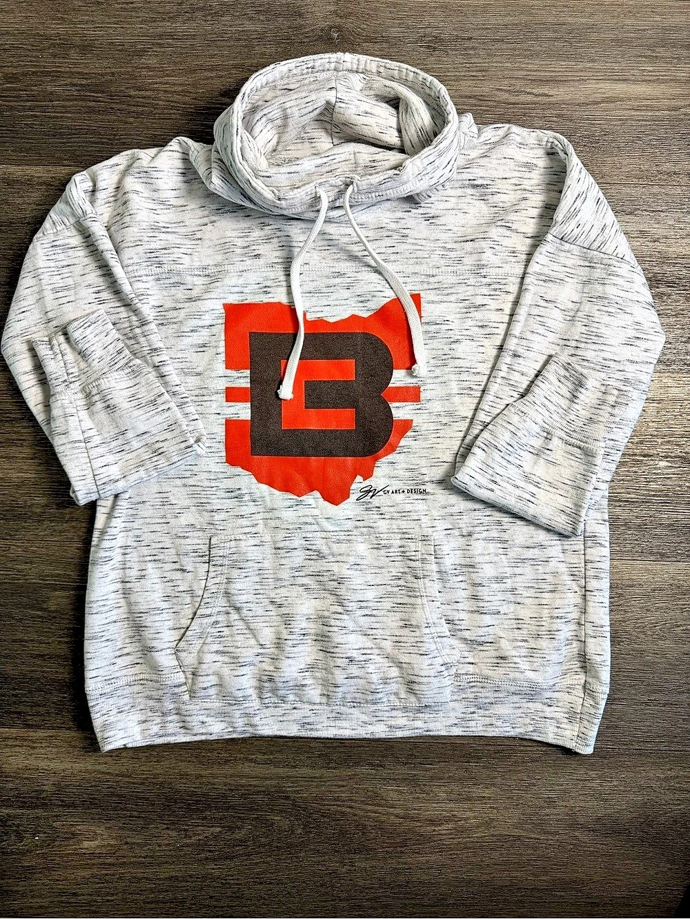 Cleveland Browns Football hoodie Gray & Orange Large Hoodie Womens size Large